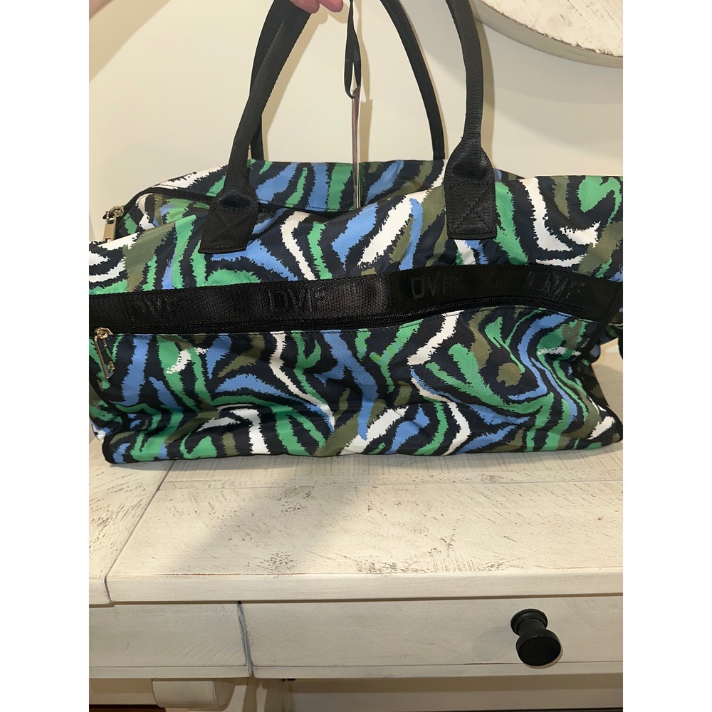 Diane von Furstenberg DVF Target Green Zebra Duffle Bag Travel Weekend NWT